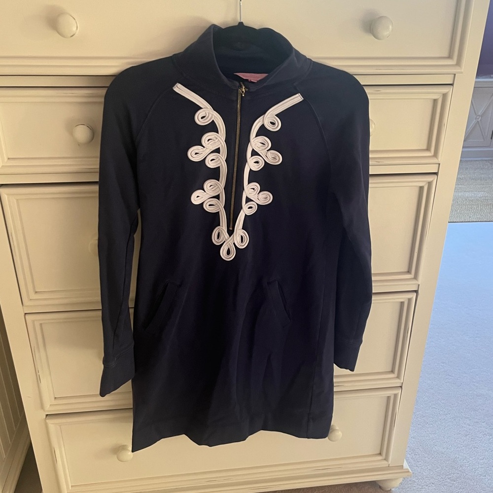 Lilly pulitzer navy-blue, long-sleeved tunic or dress